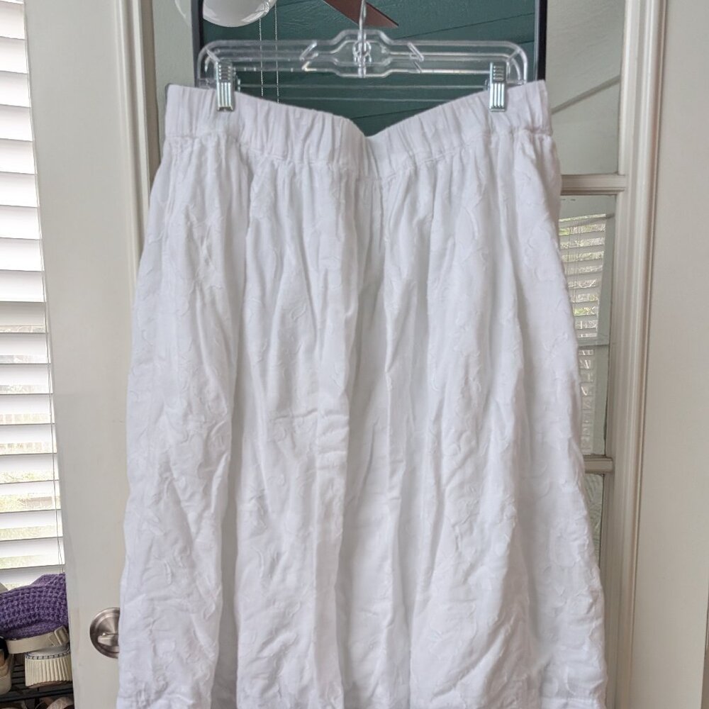 🤍 Nordstrom White Solid Floral Textured Spring Midi Skirt - XL 🤍